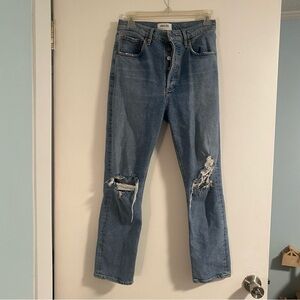 Agolde Women’s Jeans Organic Cotton 90s Pinch Button Fly Straight Leg Distressed